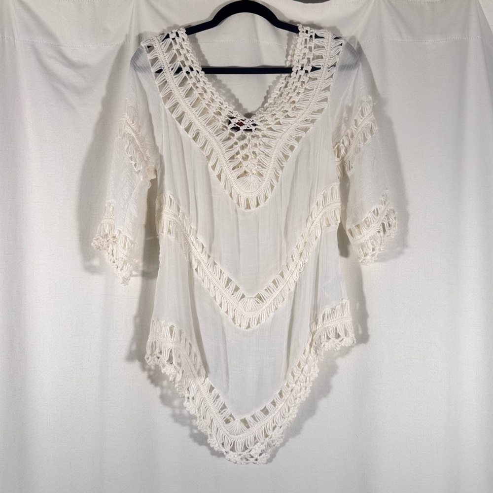 Amore White Crochet Lace Gauze Boho Blouse